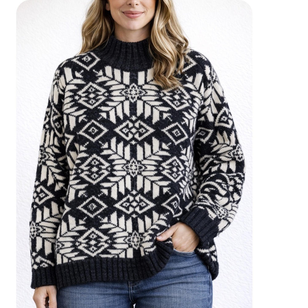 vtg Ralph Lauren Nordic Aztec Handknit Wool Sweater vintage lodge Scandi